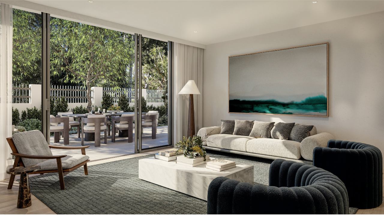 Park Meadows by Uniting living room with leafy courtyard Park Meadows by Uniting living room with leafy courtyard